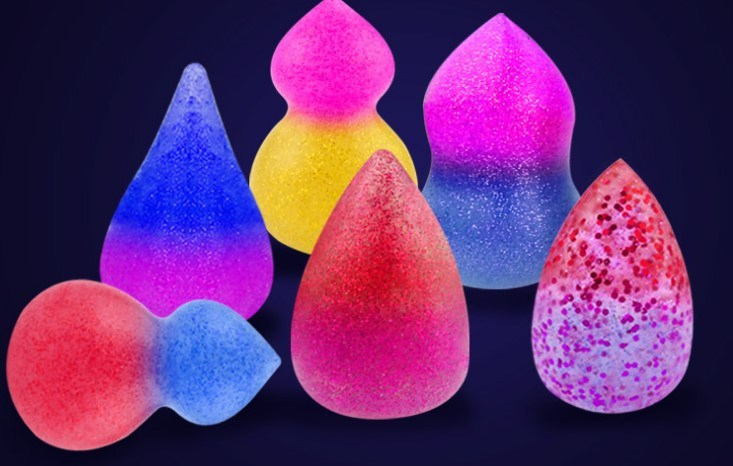 Silicone Microfiber Makeup Beauty Sponge Blender Cosmetic Powder Puff for Face