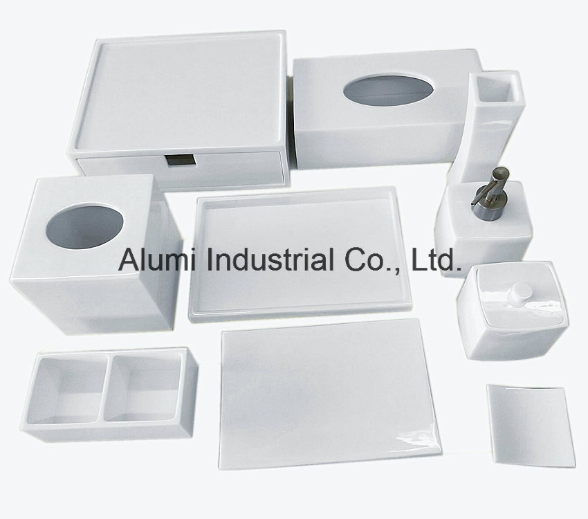Resin Hotel Room Amenities Holder Set Black Color