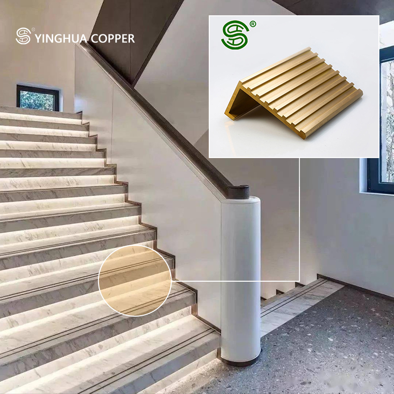 Premium Custom Brass and Copper Stair Nosing for Luxurious Interiors