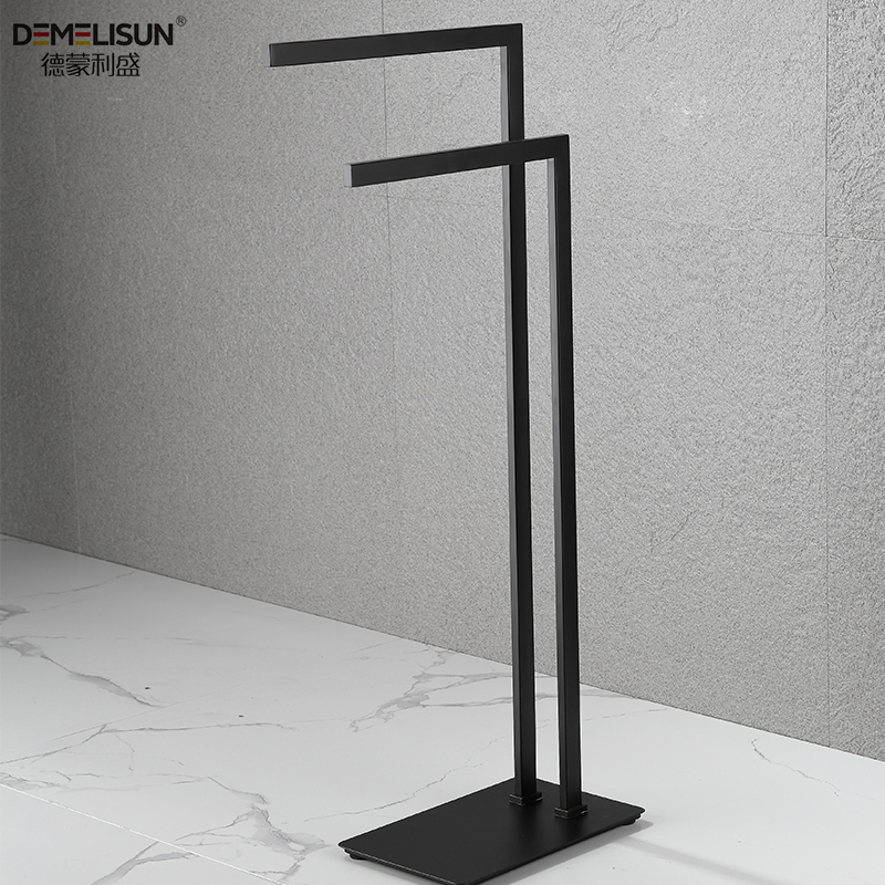 Customized Stainless Steel Matt Black Bathroom Free Standing Towel Rack
