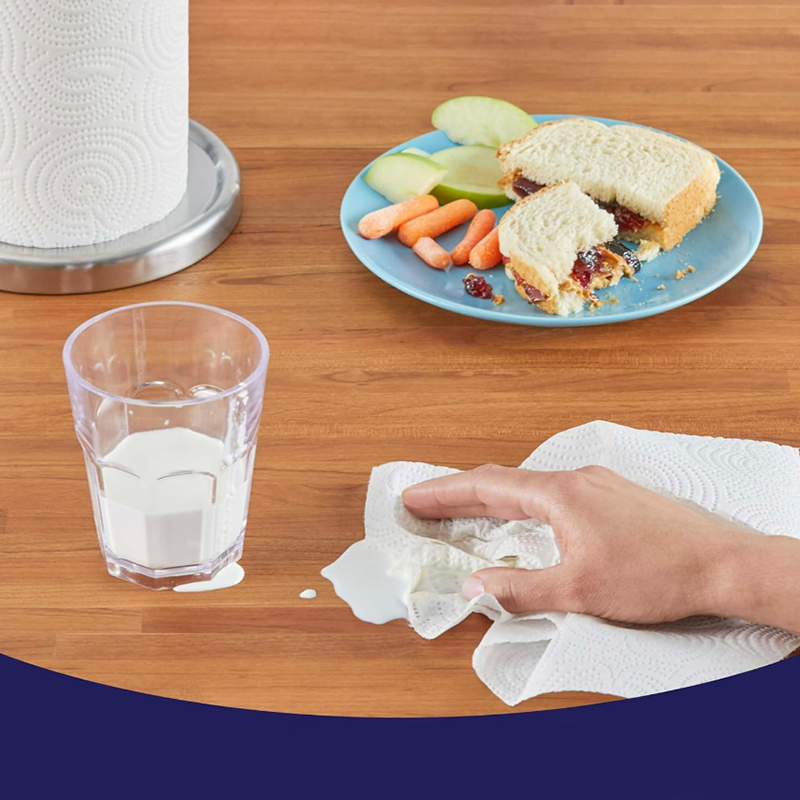 Factory Price Custom Wholesale 2ply Printed Kitchen Paper Towel Roll with Plastic & Paper Wrapper Packaging