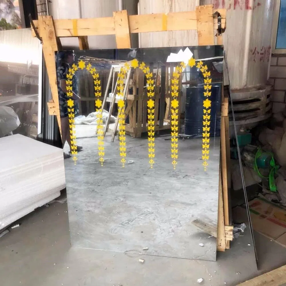 White, Yellow, Red, Green, Blue Flower Design Mirror Glass Sheet China Factory