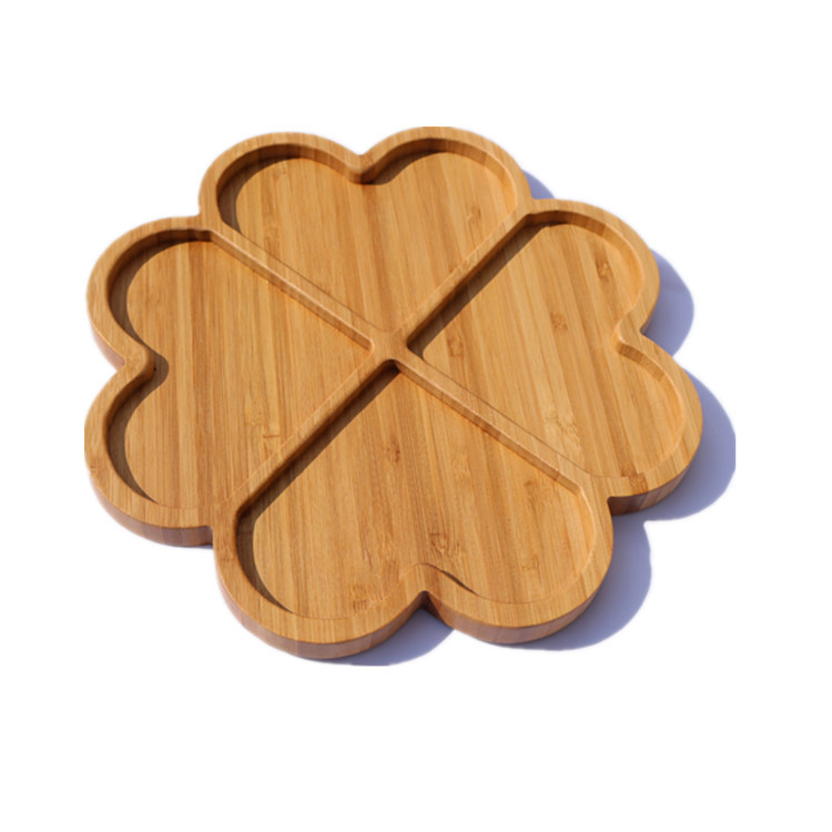 Hot Sale Customized Unique Heart Shape Bamboo Serving Tray Plate