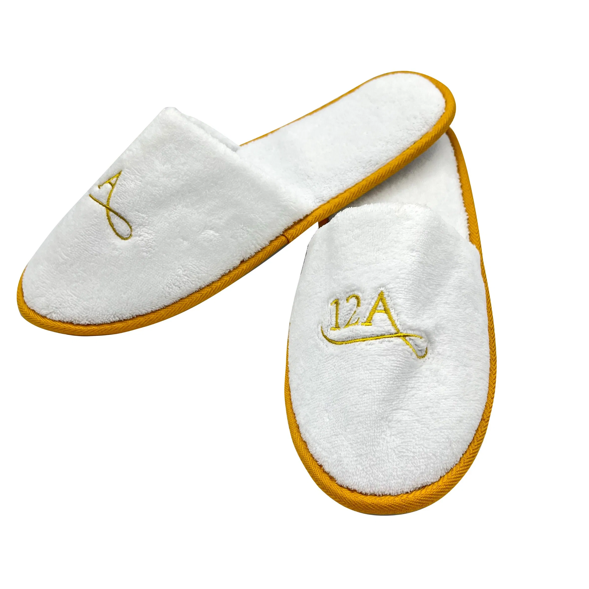 Hotel Guest Room Slippers Embroidery Logo Velvet Customized Cotton Hotel Slipper