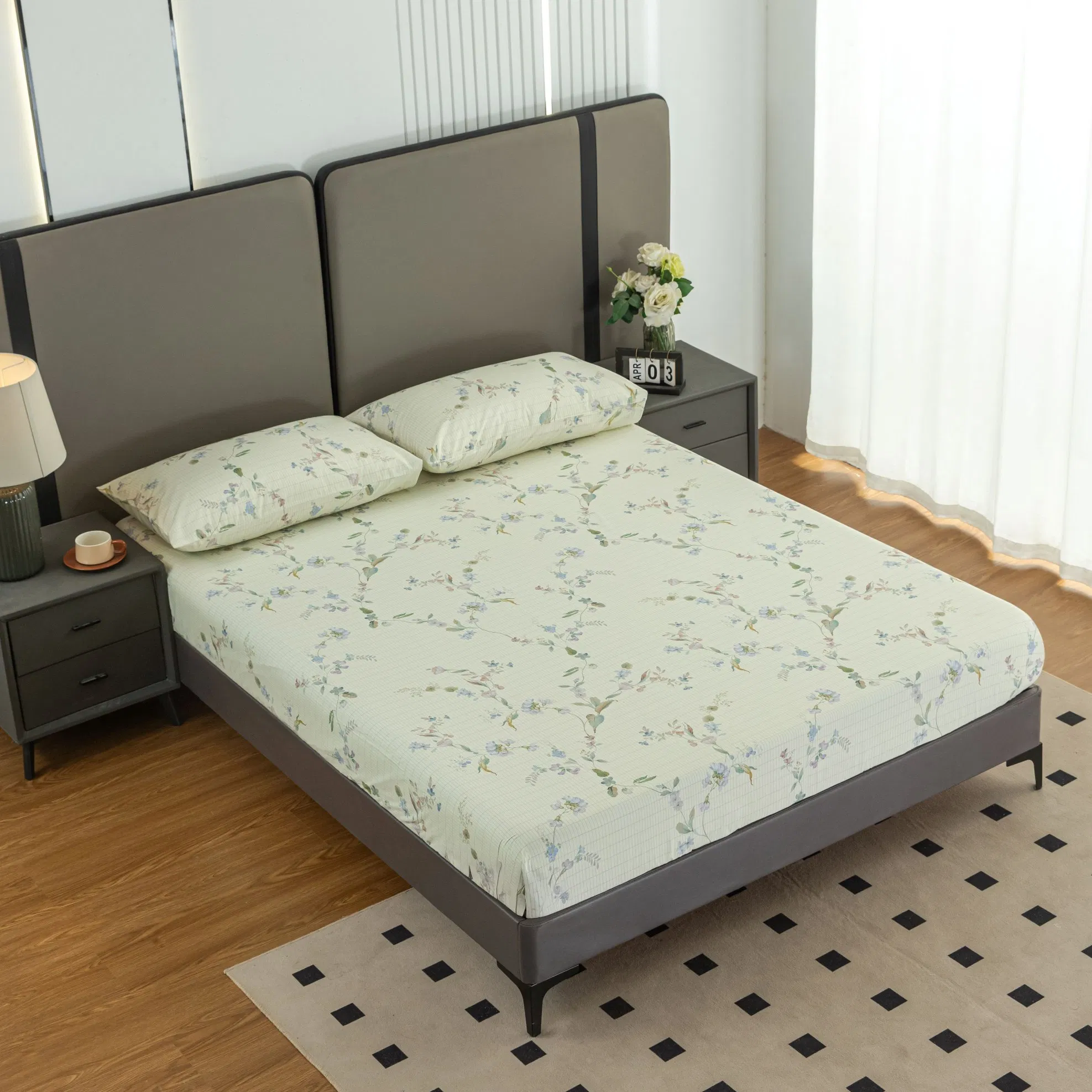 Printed Cotton Silver Antibacterial Conductive Earthing Grounding Bed Fitted Sheet