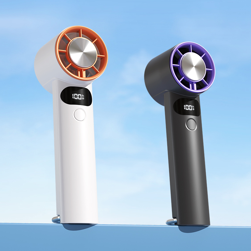 New Arrival Cooling Handheld Fan High Five Wind Speed Digital Display Foldable Hanging Buckle Quiet Long-Lasting Desktop Fan