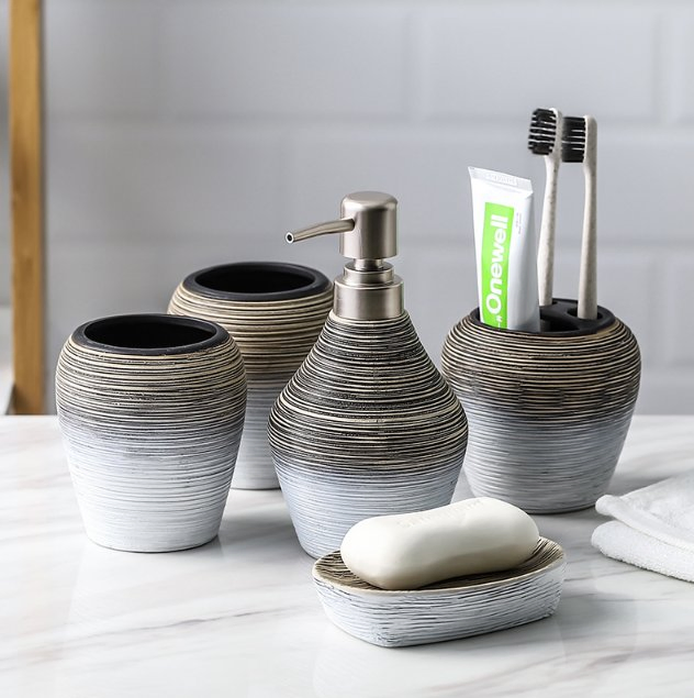 Набор аксессуаров для ванной 6 предметов, керамика
