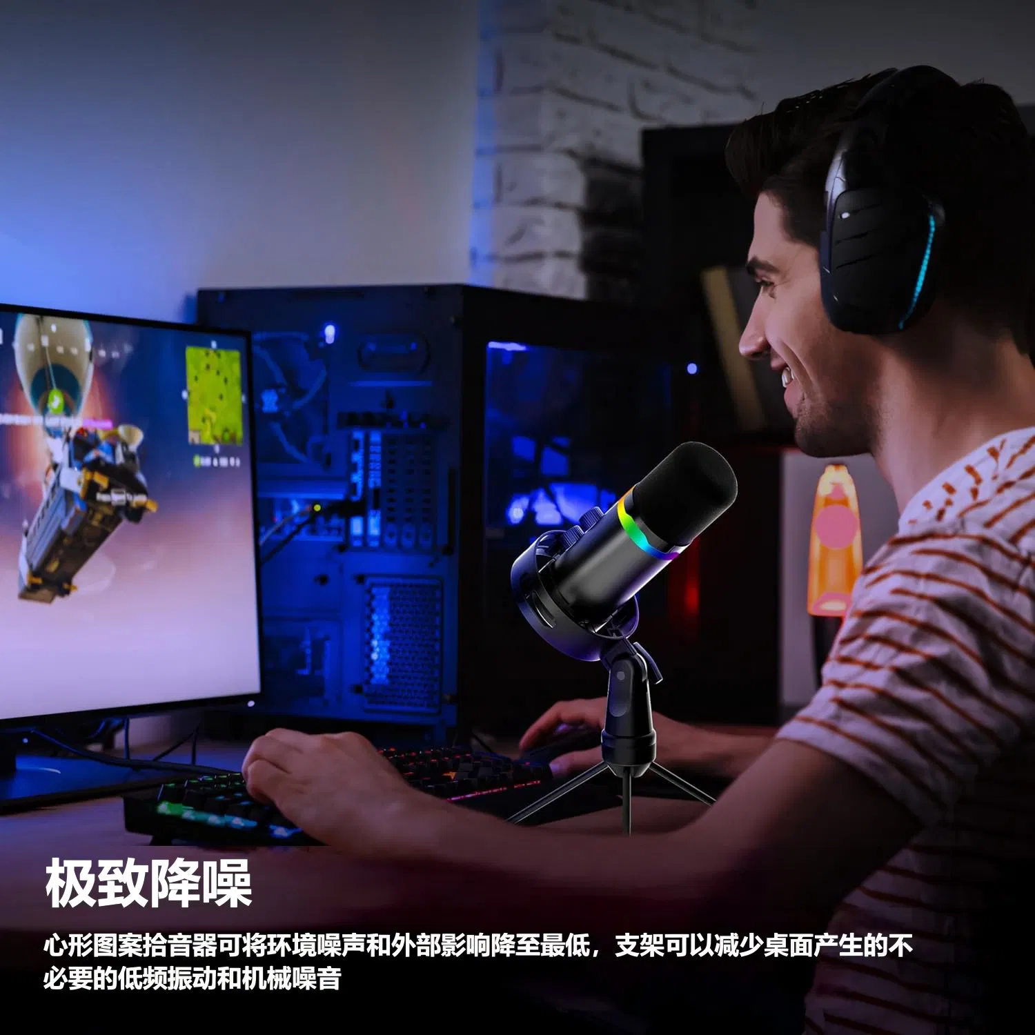 Factory Direct Q1 Dual USB XLR Condenser Microphone for Professional Live Streaming