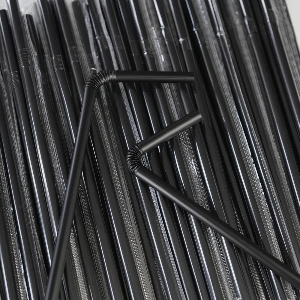 Wholesale Customized Black Plastic PP Cold Juice Drinking Bendy Straws