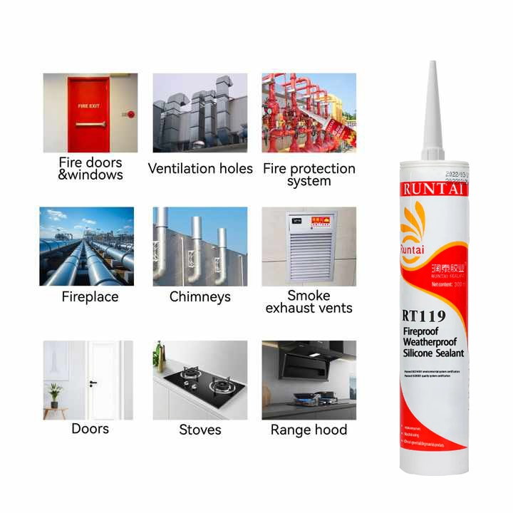 590ml Fire Retardant High Temperature Glue Fv-0 Grade Fireproof Silicone Sealant
