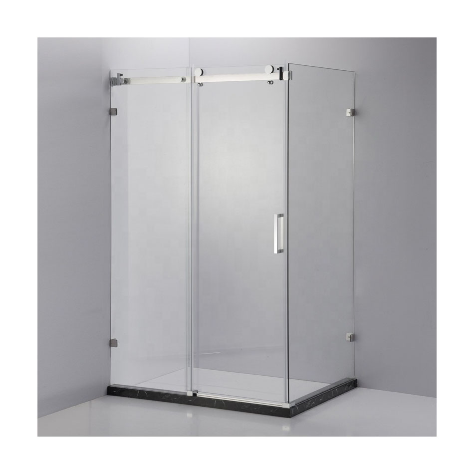 Glass Shower Enclosure Brass Walk in Folding Doors Roller Corner Shower Diamond Enclosure with Tray Glass Shower Enclosur