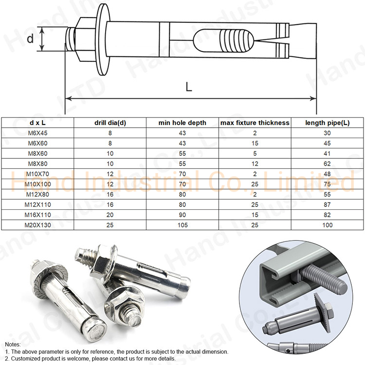 Анкерный болт из нержавеющей стали с цинковым покрытием