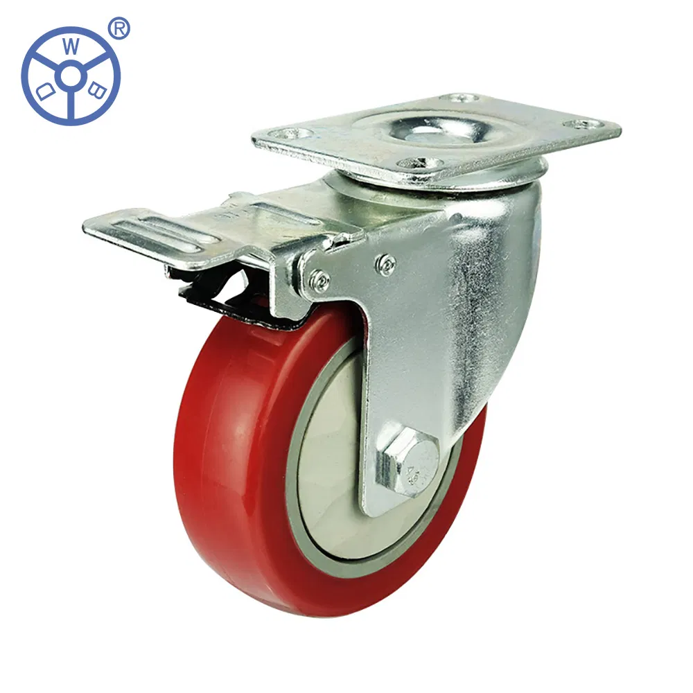 Amazon Supplier 3/4/5 Inch Swivel Plate Locking PVC/PU Castor Wheels Industrial Heavy Duty Casters with Safety Brake
