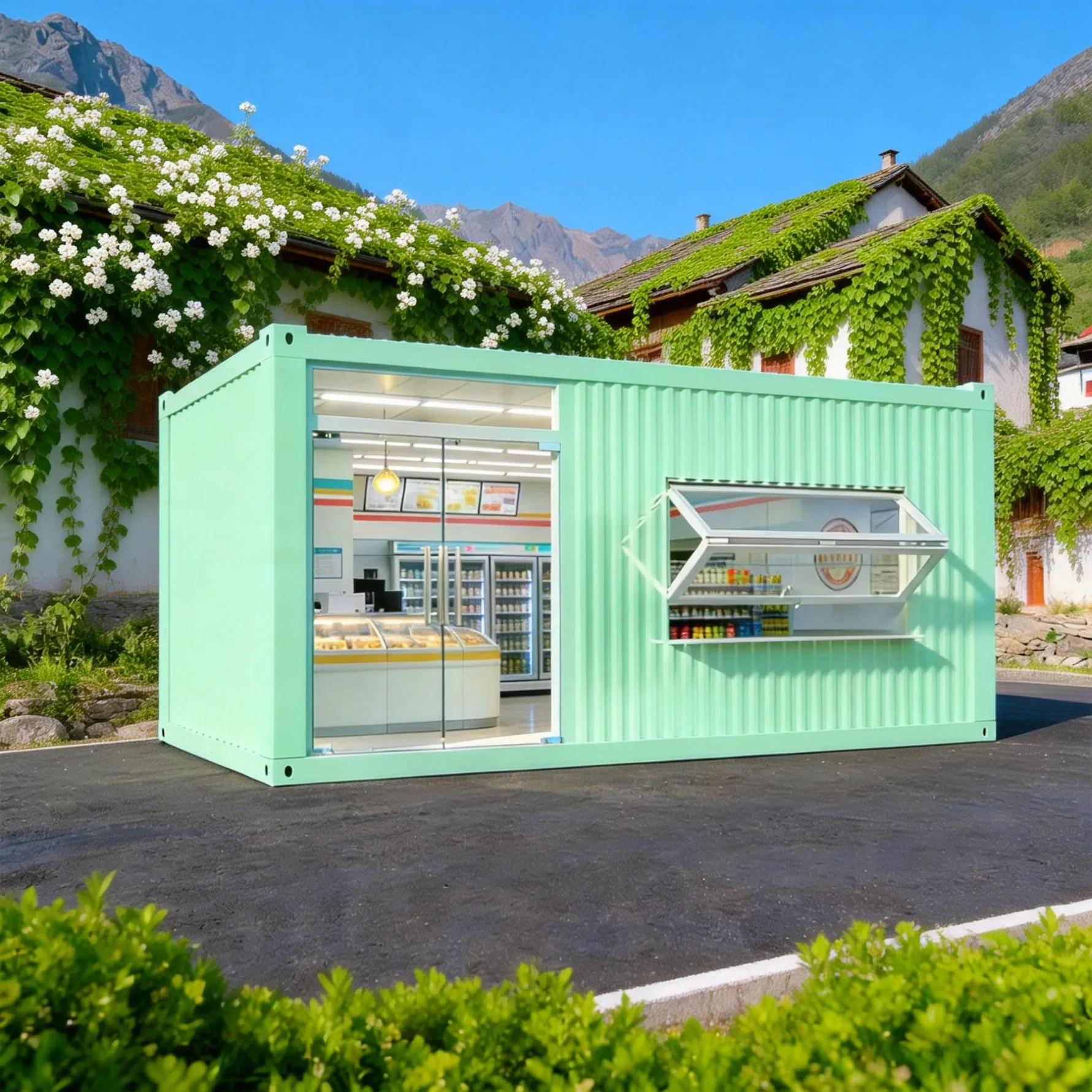 Modern Design Prefabricated House Fast Built Steel Structure Shop Container House Modular House Mobile Shop