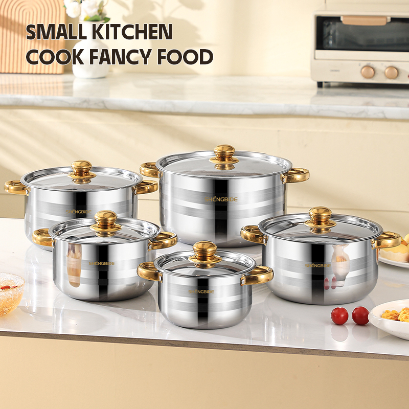 10PCS Wholesalestainless Steel Stew Pot Stainless Steel Cookware Set