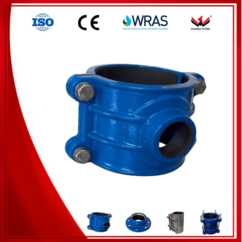 Ductile Cast Iron Female Tapping Saddle for PE-PVC Pipe