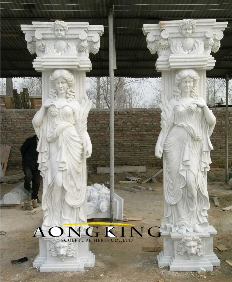 Best Selling Stone Girl Column Marble Sculpture