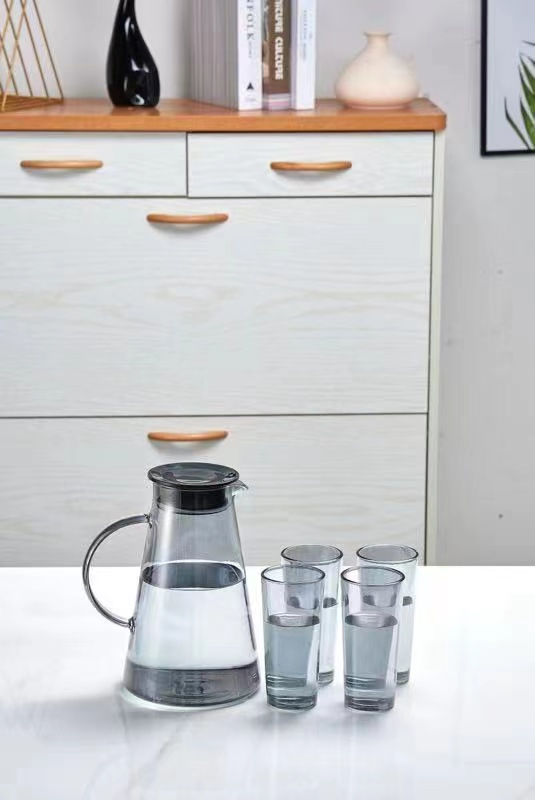 Drinking Cold Water Glass Set with Jug Glass Tea Coffee Mug