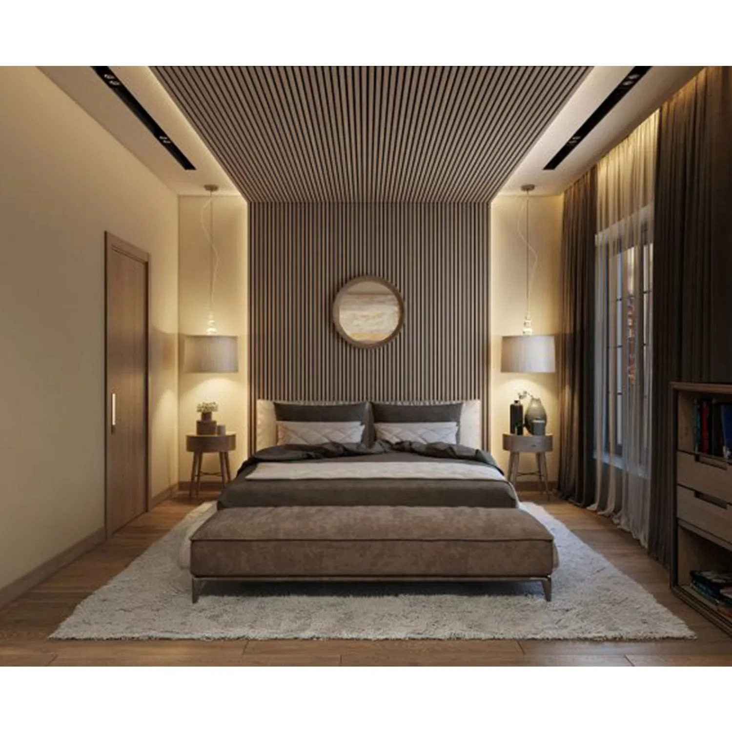 Soundproofing Wood Veneer Covered MDF Slats Wall Acoustic Wood with Pet Felt Backing for Home and Office