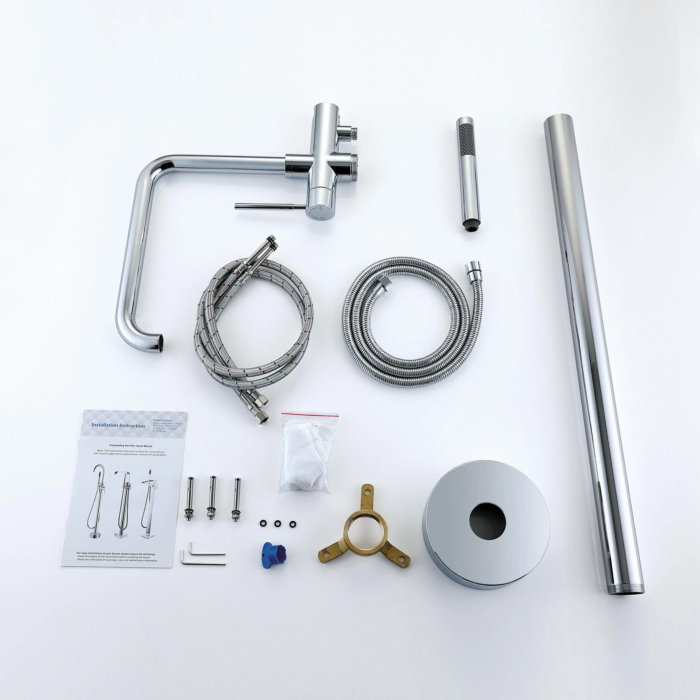 Напольный смеситель для ванны из нержавеющей стали с душем