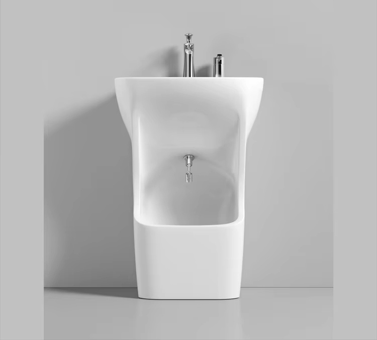 Ceramic Bathroom Sink Double Level Wash Stand Full Pedestal Muslim Wudu Basin