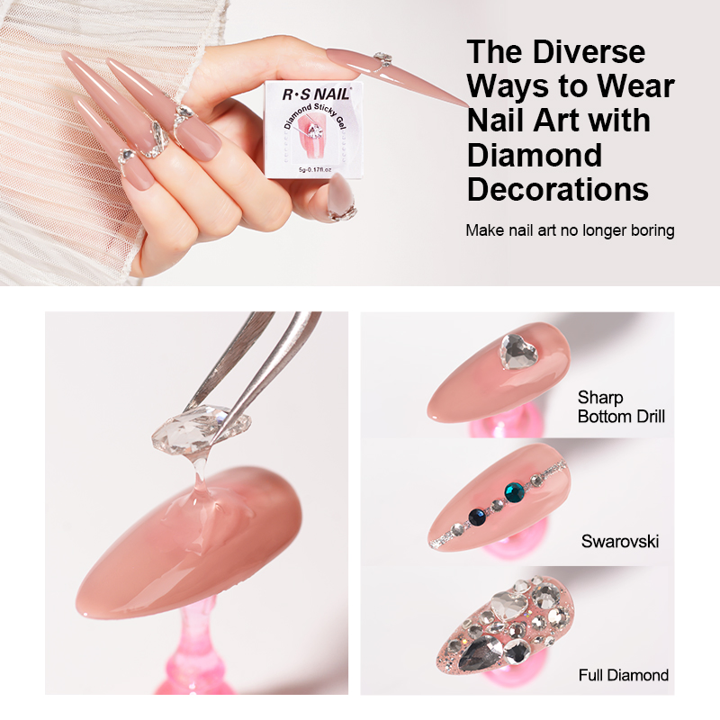 R S Nail Solid Nail Rhinestone Glue Clear High Transparency Resin Long Lasting Diamond Sticky Gel