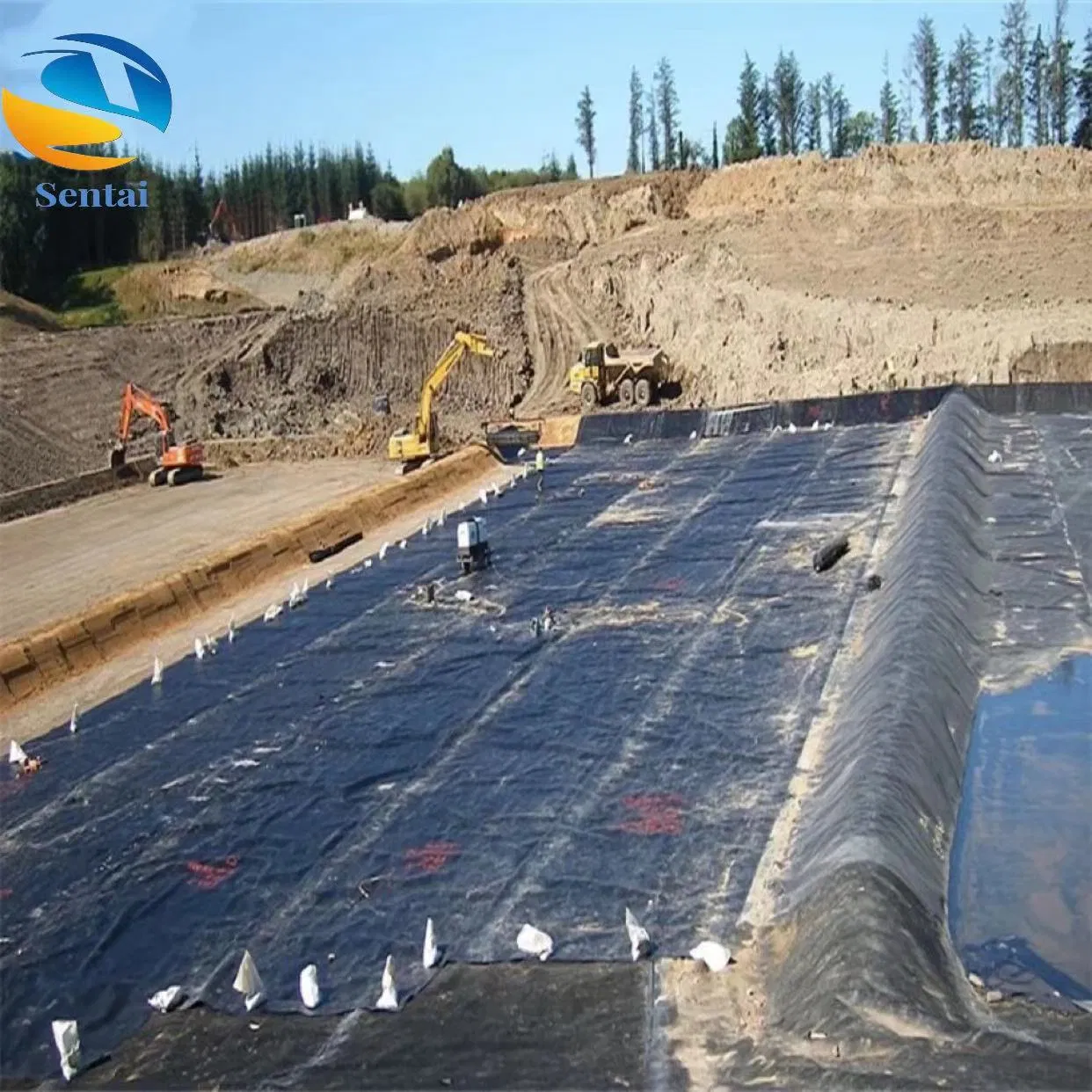 1mm 1.5mm Black HDPE Geomembrane Anti-Seepage Liner for Regulating Pool of Landfill Tailings Pond Artificial Lake and River Embankment Slope Protection