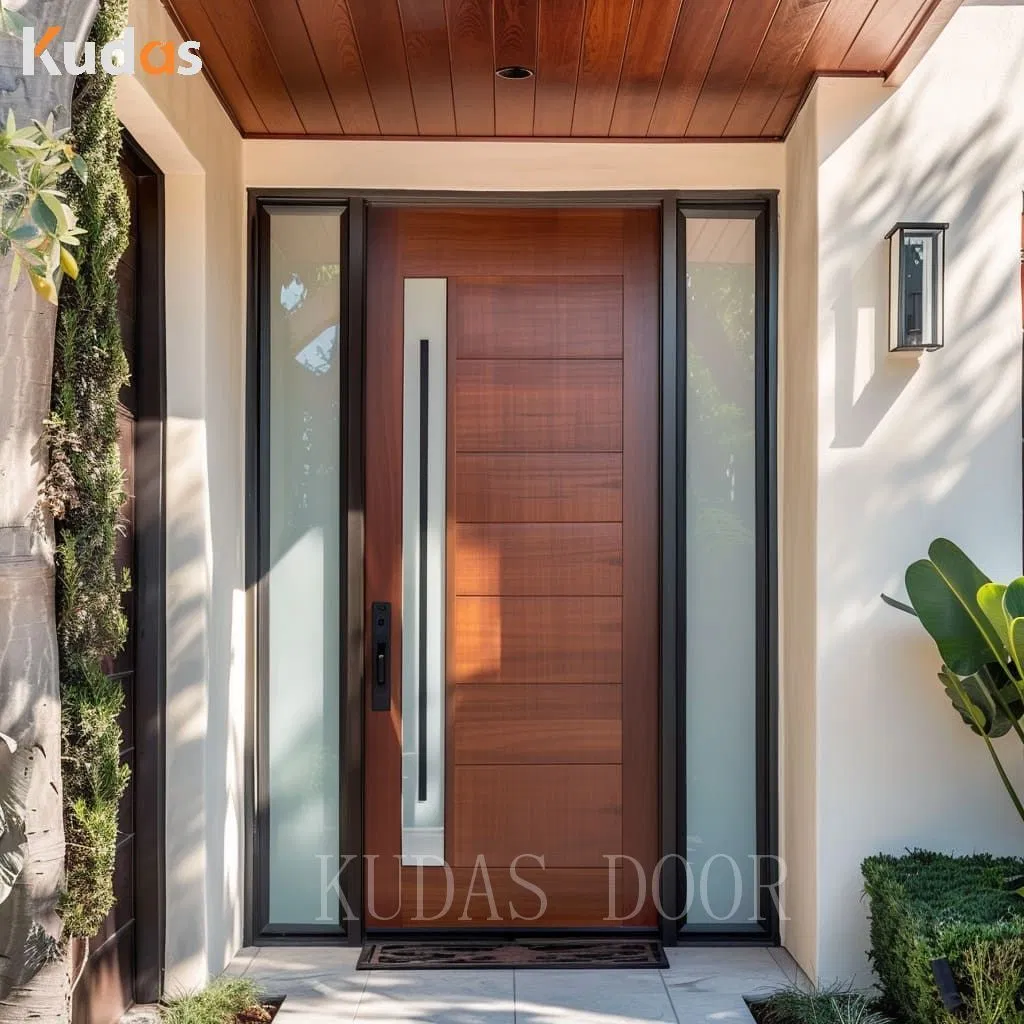 Modern Water Resistant Exterior Main Teak Wood Solid Wood Entrance Wooden Front Wood Door