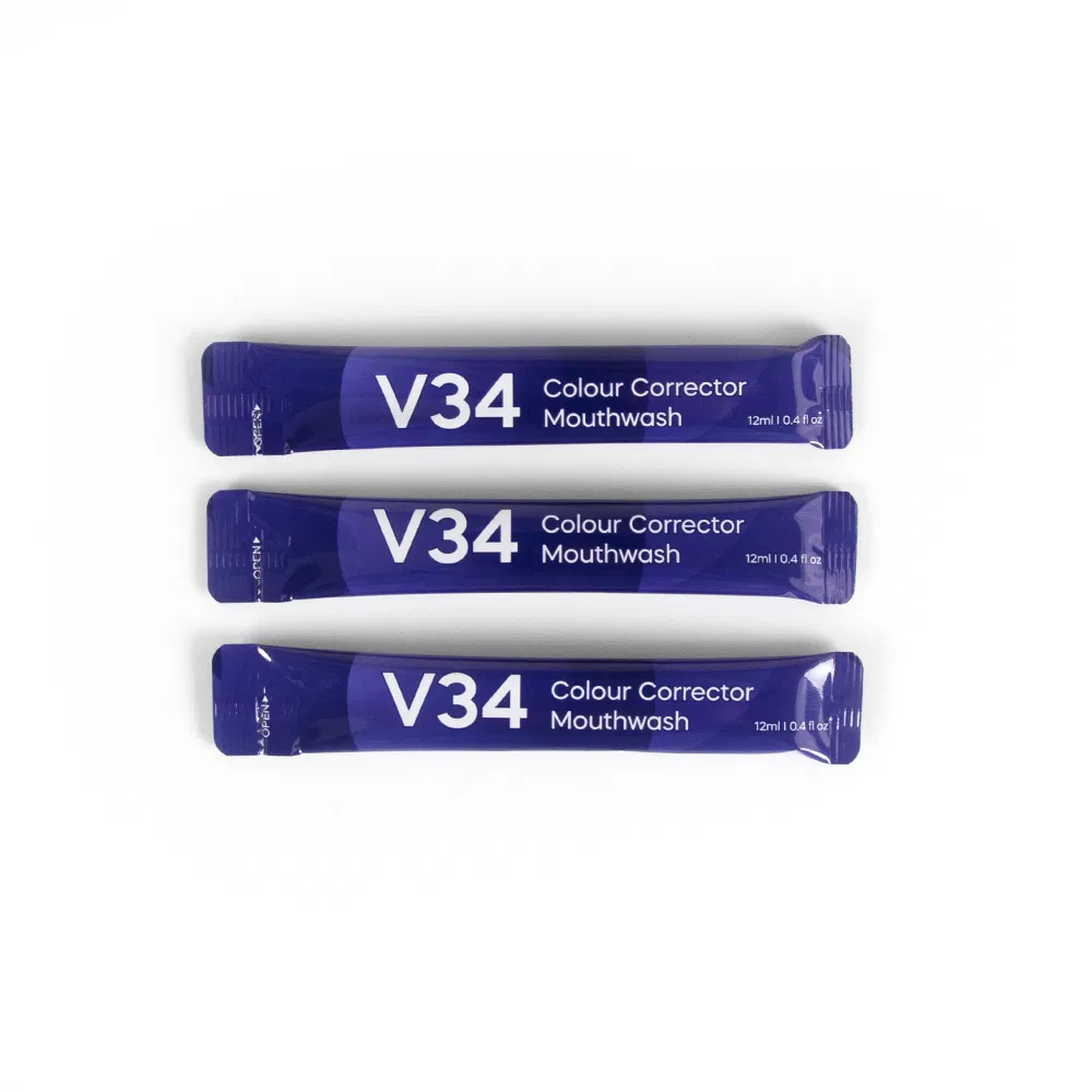 CE Approved V34 Mouthwash with 20 Pieces 12ml Packed Hot Selling Purple V34 Colour Corrector Mouthwash Private Label