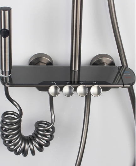 Senhang Bathroom Gun Gray Four-Function Boosting Shower Head Set