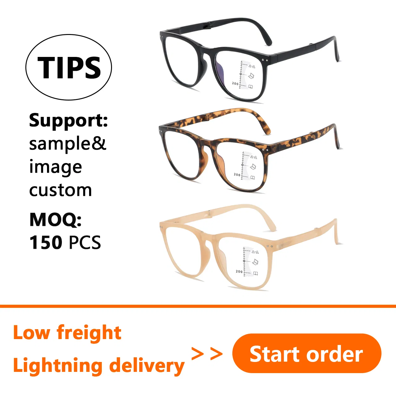 New Style Uniqueness Trendy Foldable Frames High-Definition Multi Focus Presbyopia Anti Blue Light Reading Glasses