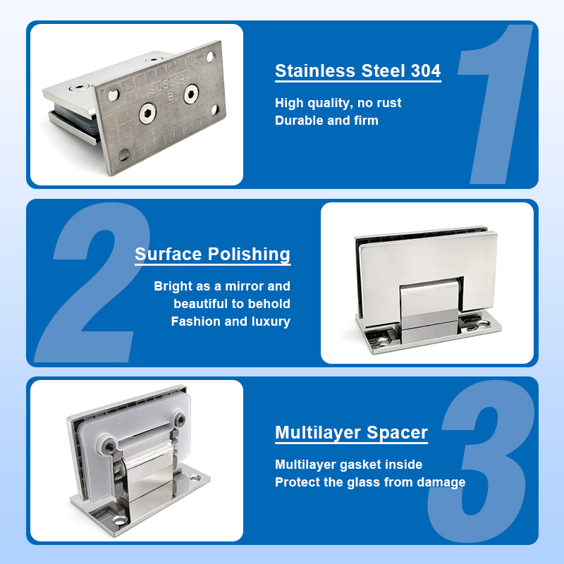 Custom 90 Degree Shower Door Hinge Glass to Wall Stainless Steel Hinge Square Type Fixed Hinge for Bathroom Hardware