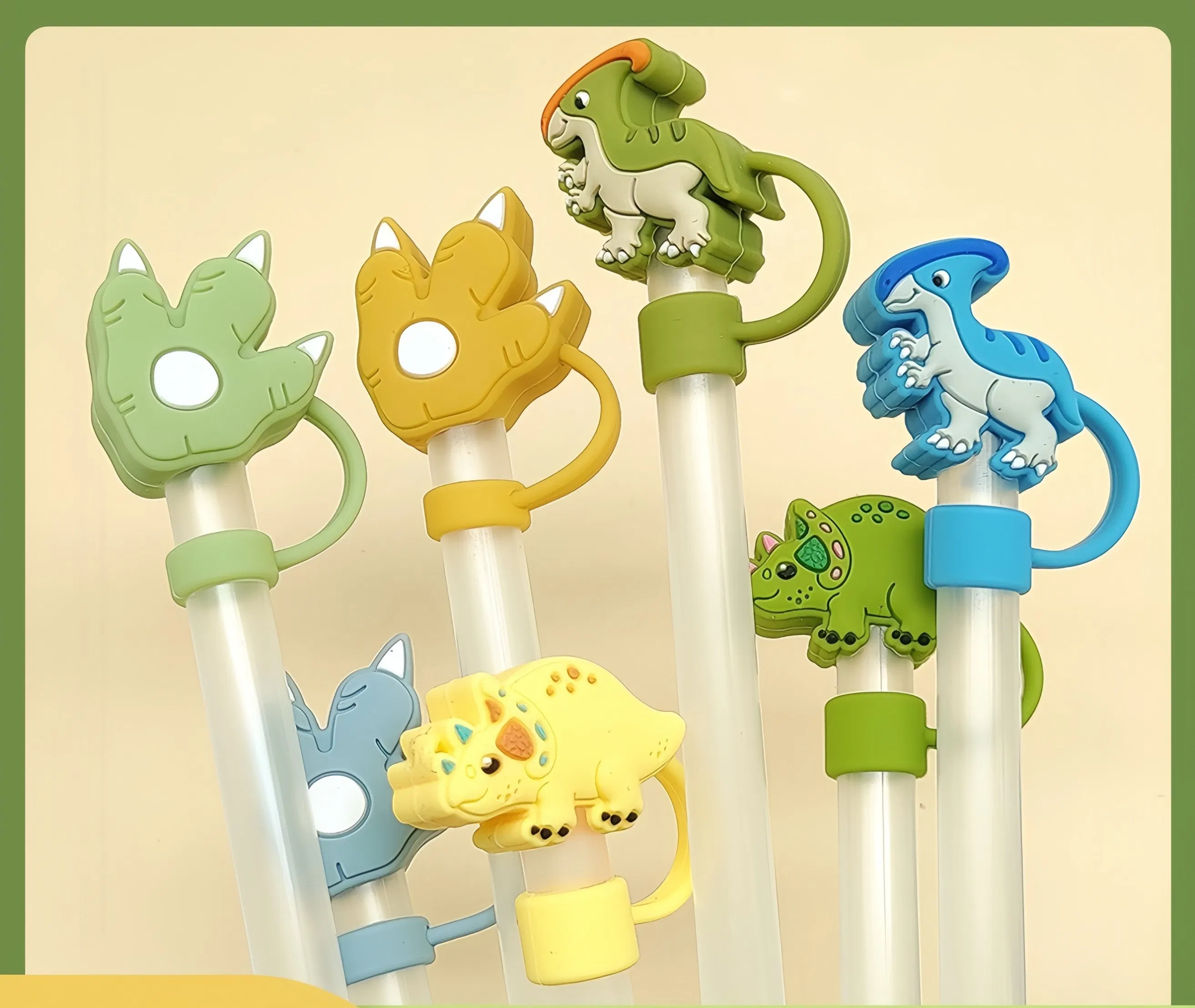 Cute Animal Food Grade Silicone Straw Cap for Kids