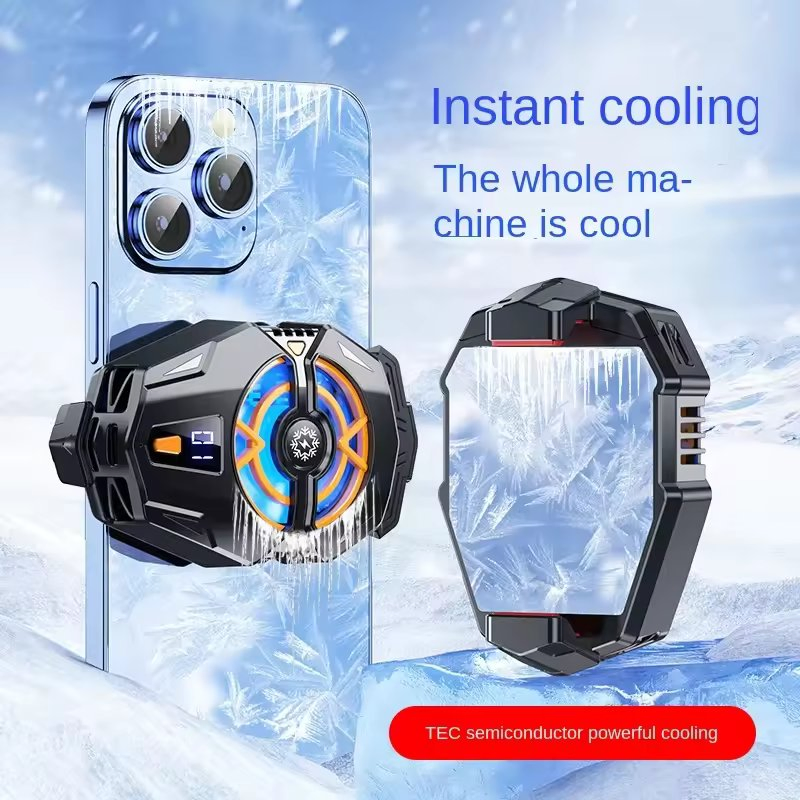 New J20 Digital Display Three Speed Regulation Quiet Semiconductor Mobile Phone Radiator Cooling Back Clip Cooler