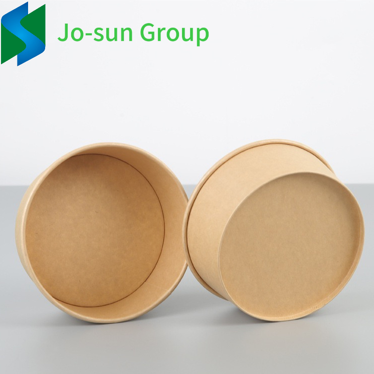 Biodegradable Disposable Customized Printed Fast Food Kraft Paper Salad Bowl with Lid