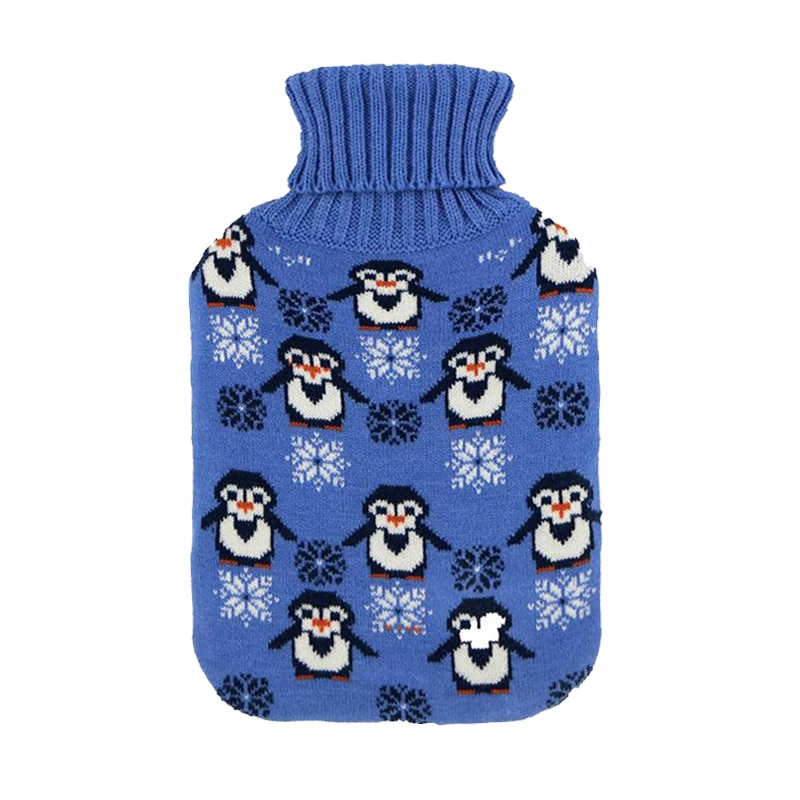 Fashion Winter Cute Cartoon Jacquard Durable Removable Plain Knit Hot Water Bag Bottle Cover