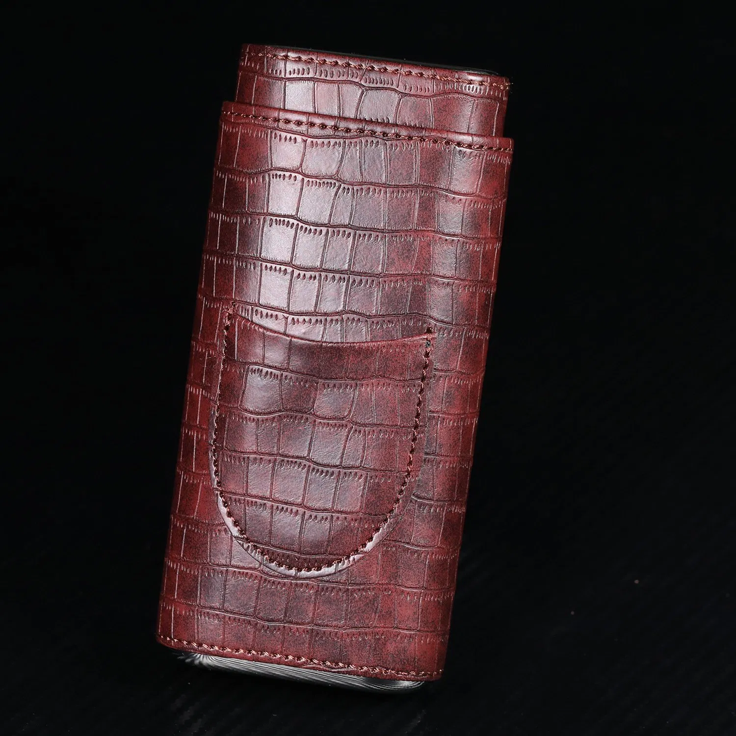 Ea456 Wholesale Custom Humidor 3 Finger Cigar Box Men Travel Portable PU Leather Small Luxury Hot Sale Durable Tube Cigars Case
