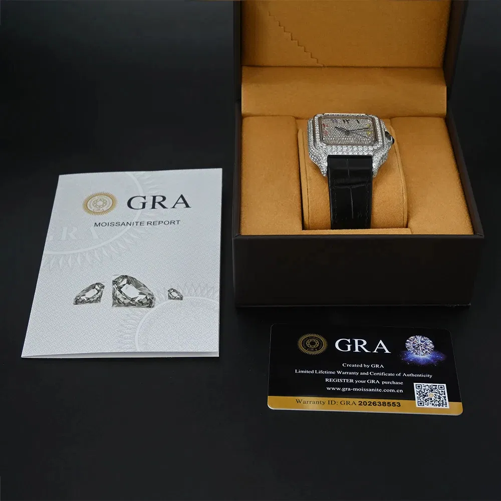 Bust Down Hip Hop Iced out Diamond Watches Automatic Mechanical Vvs Moissanite Watch Past Diamond Tester