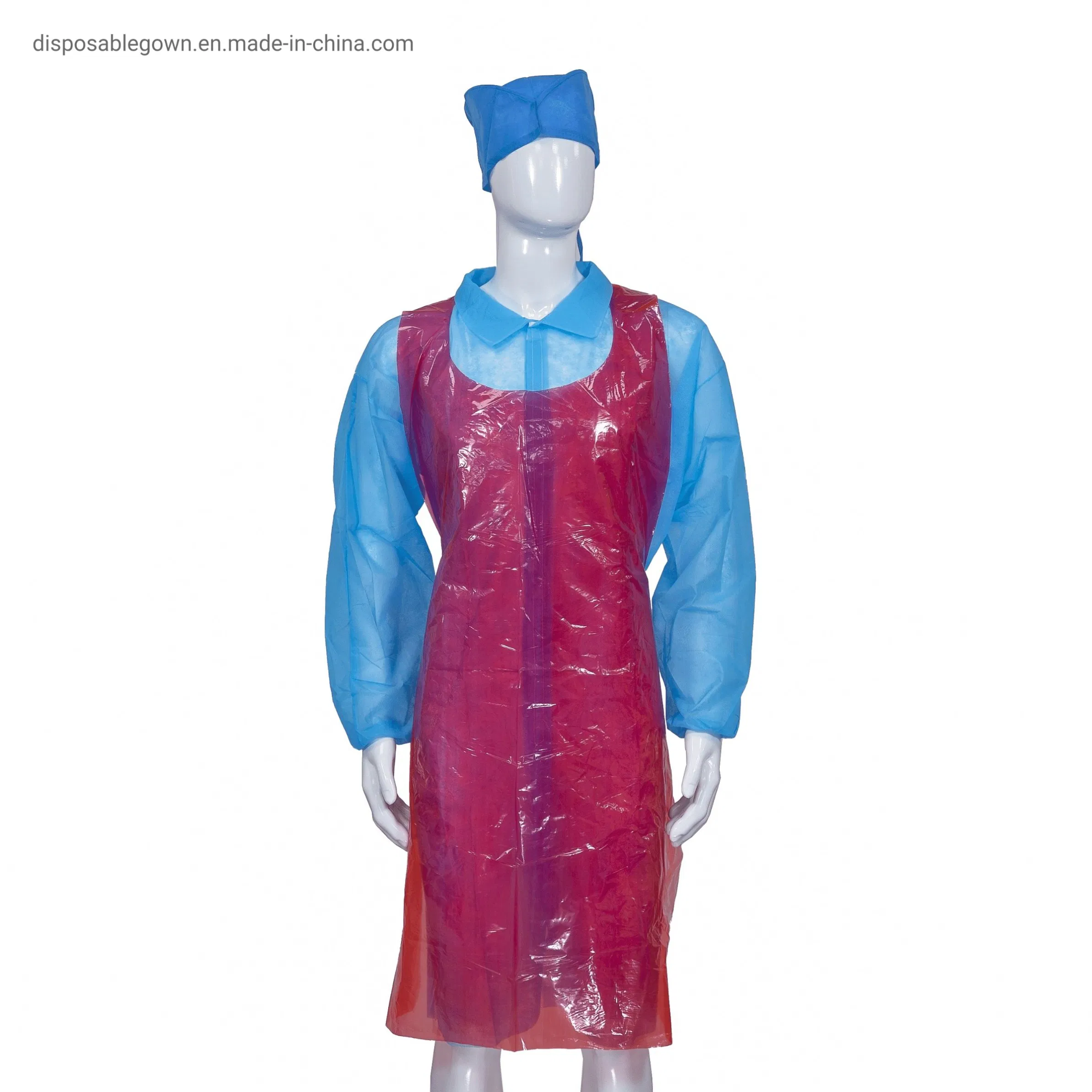 Smooth Surface Disposable Plastic Apron Sleeveless PE Apron for Kitchen/Food Processing/Restaurant