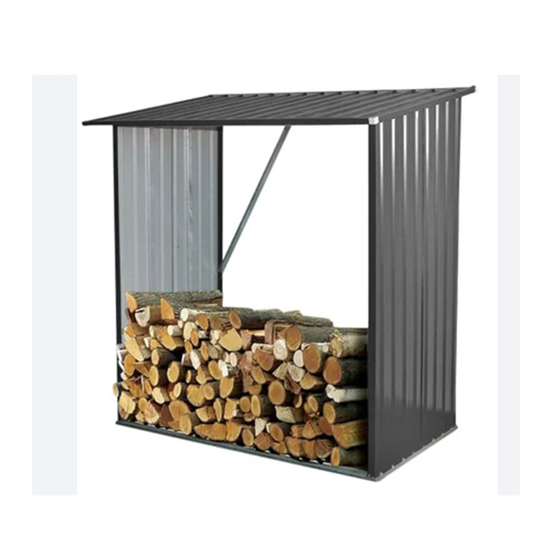 Metal Log Firewood Shed Outdoor Wood Steel Storage