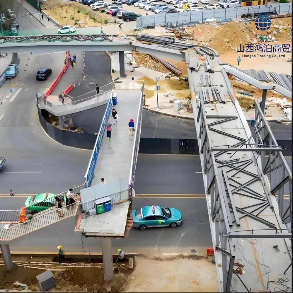 Industrial-Grade Steel Overcrossing Bridge for Protected Pedestrian Access