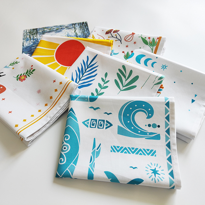 Custom Digital Printing 100% Cotton Kitchen Towel Flour Sack Tea Towel Set