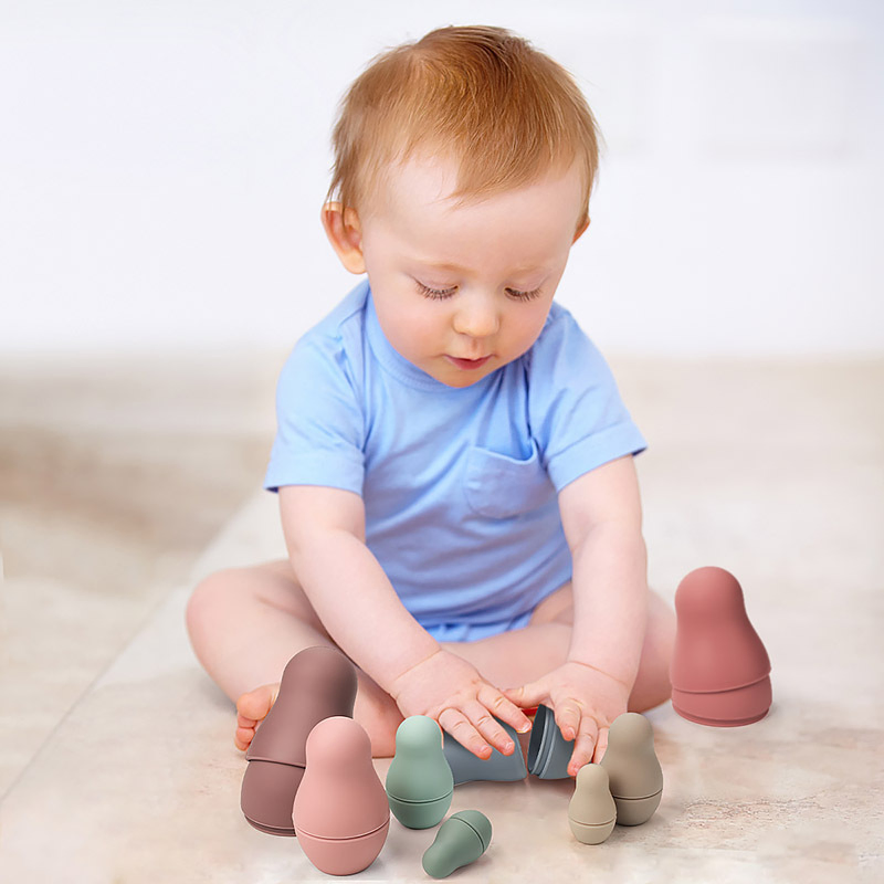 100% Food-Grade Nesting Matryoshka Dolls with Silicone Russian Dolls, Adorable Educational Toy