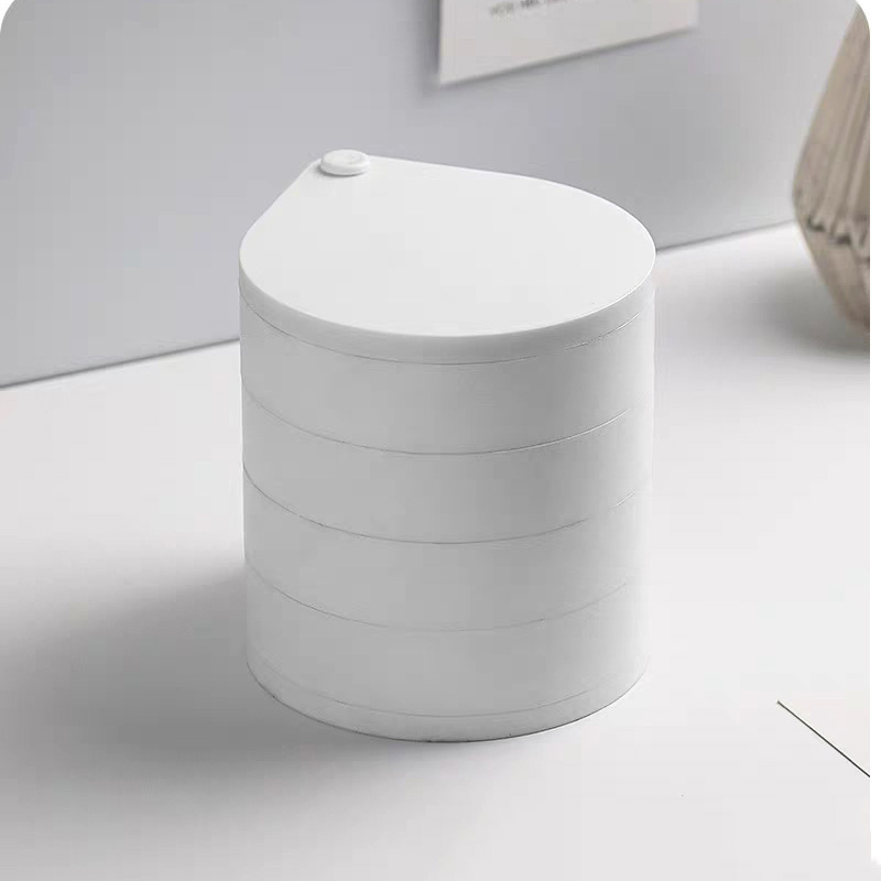 Round Jewelry Storage Box with Lid Storable Four Layers 360-Rotating Wbb12606