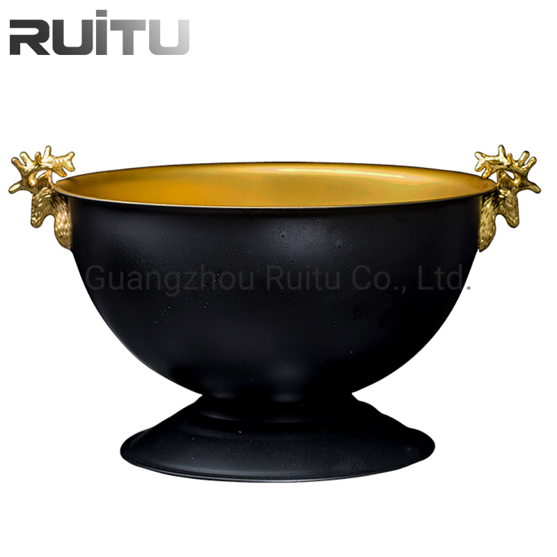 2L 5L Cold Cooler Drinking Container Display Gold Deer Antlers Handle Stainless Steel Club Bar Champagne Beer Chiller Black Whiskey Wine Ice Bucket