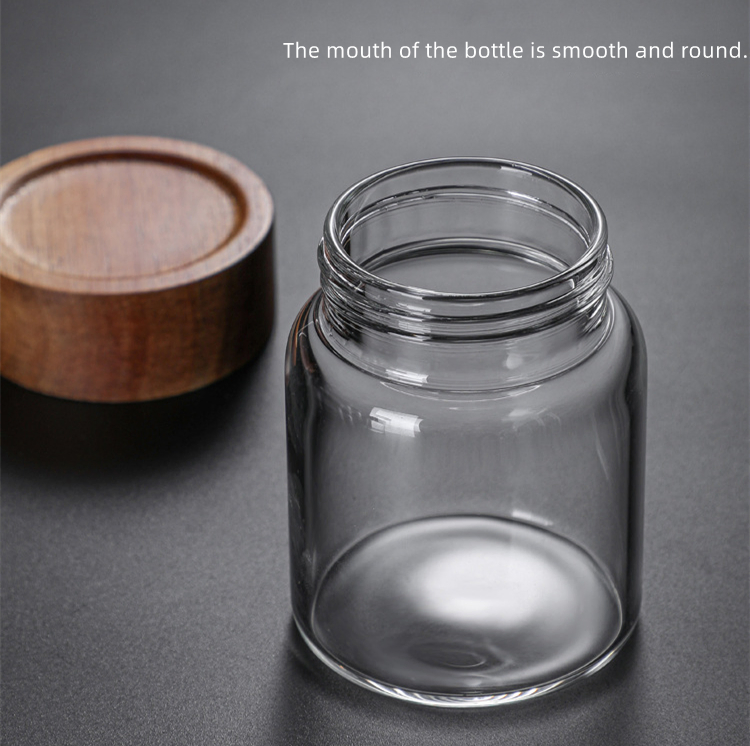 High Borosilicate Glass Home Kitchen Use Food Storage Container Canister Jar with Sealed Quality Wood Acacia Lid