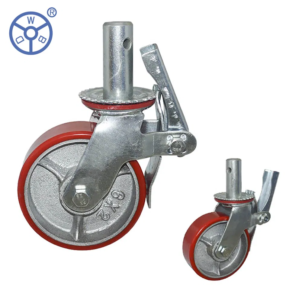 6 8 10 12 Inch Brake Cast Iron PU Scaffolding Caster Wheel