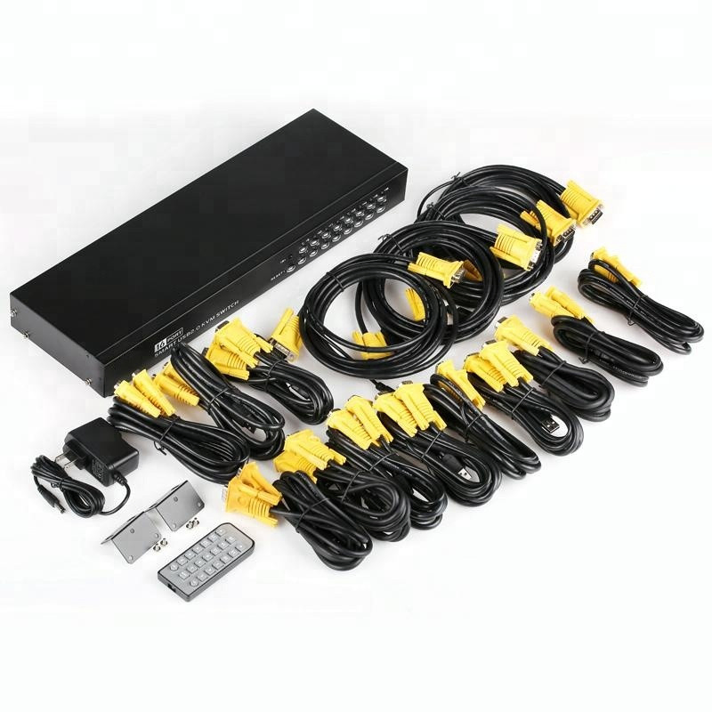 16-портовый KVM-коммутатор с пультом ДУ и VGA