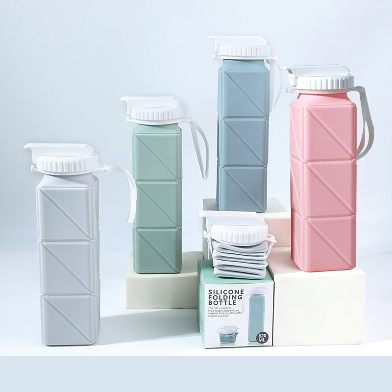 Детская складная силиконовая бутылка для воды, 600 мл