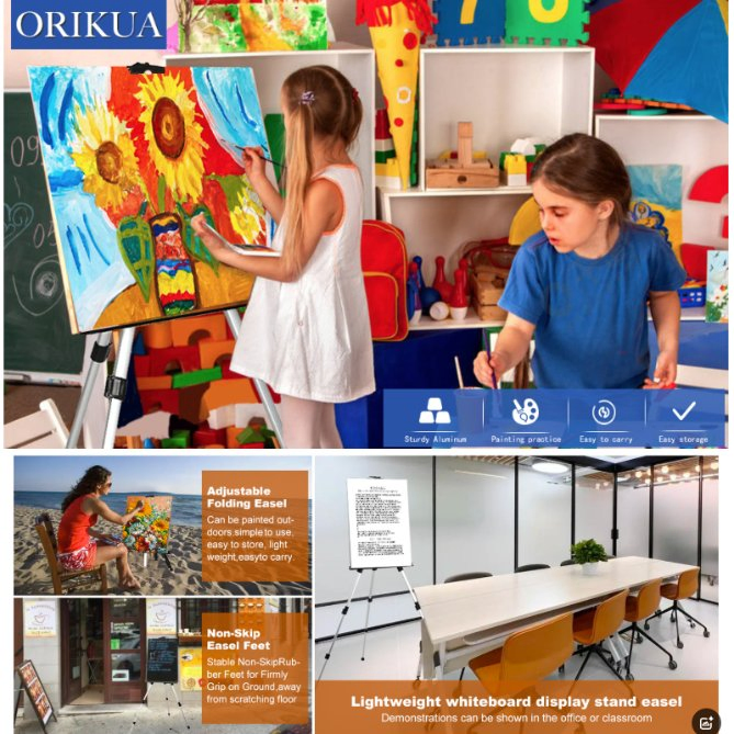 Display Rack 4 Section Aluminum Alloy Pop Stand Portable Telescopic Tripod Advertising